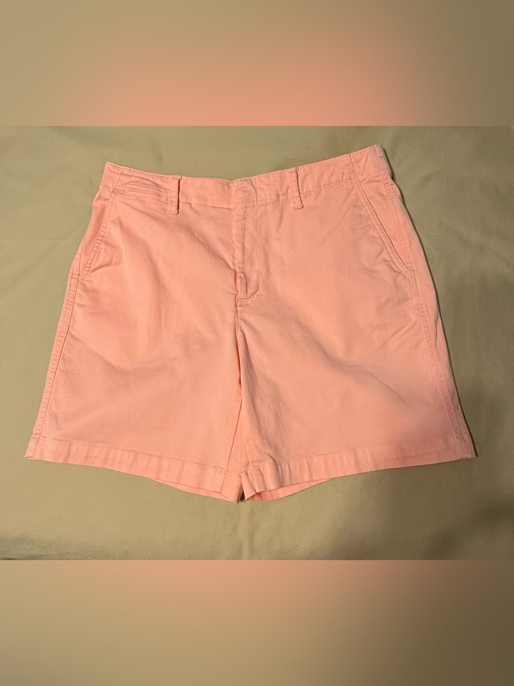 Lands' End Peach Chino Shorts. 7” Inseam.